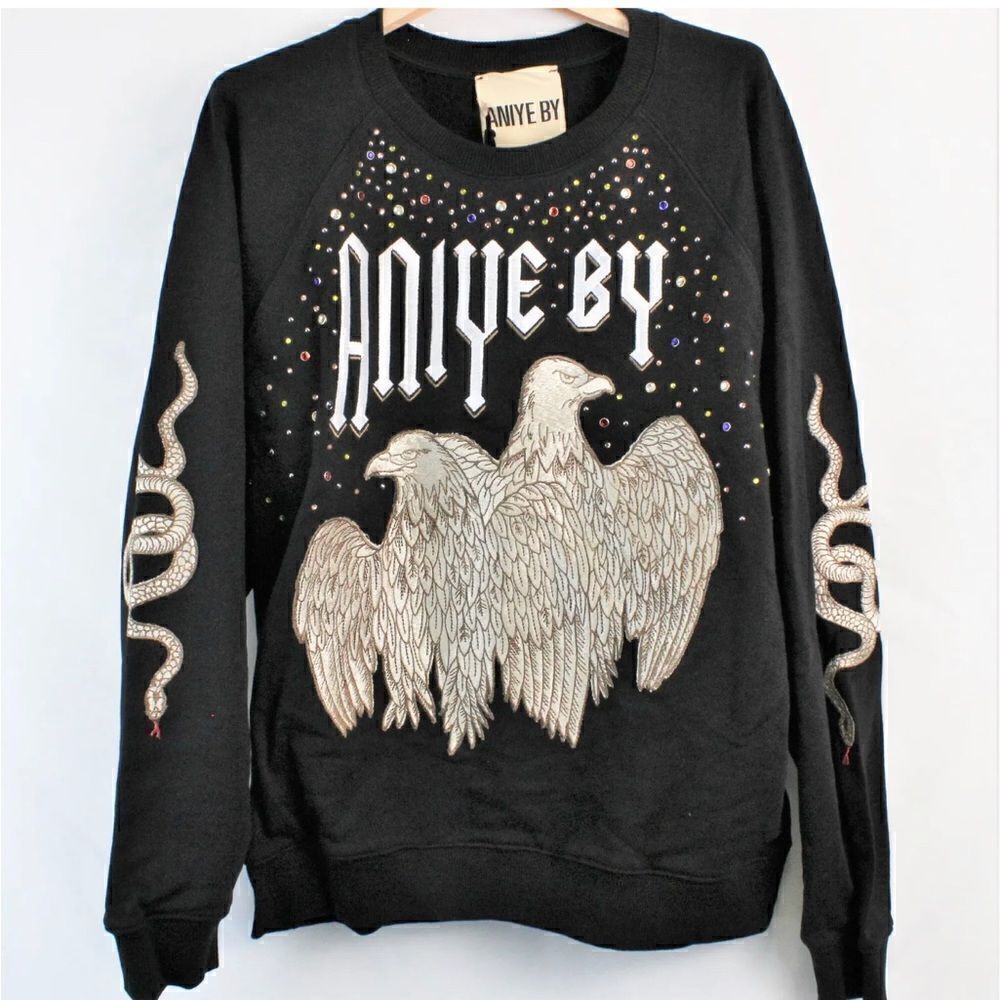 Aniye By Eagle Long Sleeved Cotton Sweatshirt in Black -Women's Size L